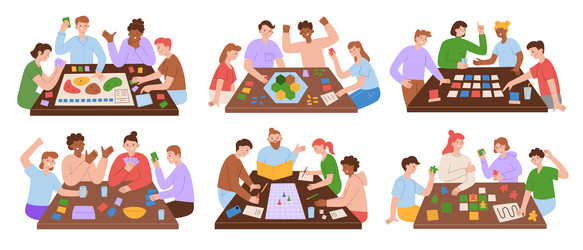 People playing board game boardgame activity Vector Image