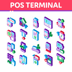 pos terminal device isometric icons set vector