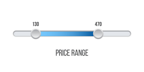 price range scrollbar in web form online vector