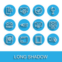set line address book document folder mobile vector image
