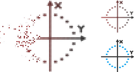 shredded pixel halftone dotted circle plot icon vector image