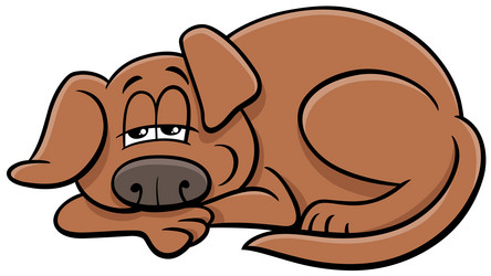 funny cartoon sleepy dog or puppy lying down vector