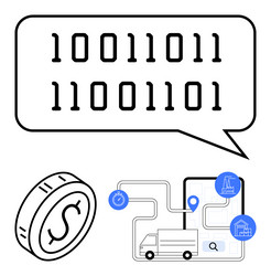 binary code digital currency and supply chain vector image