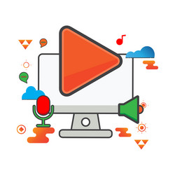 play button computer flat icon can use vector image