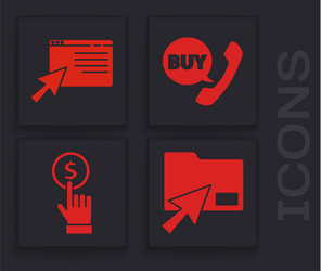Set cursor click document folder online shopping vector