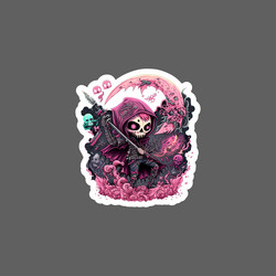 Sticker of grim reaper fighting cartoon vector