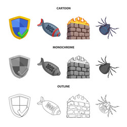 isolated object of virus and secure icon set vector image