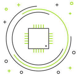 line computer processor with microcircuits cpu vector image