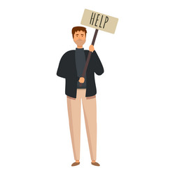 Poor man need help icon cartoon poverty vector