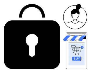 secure online shopping with user profile and lock vector image