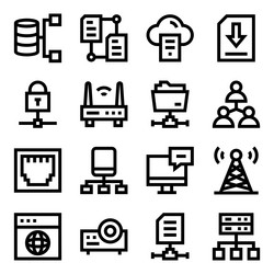 set of online networks in linear icons vector