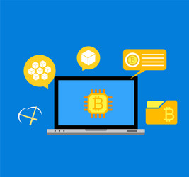 blockchain scheme mining crypto currency server vector image