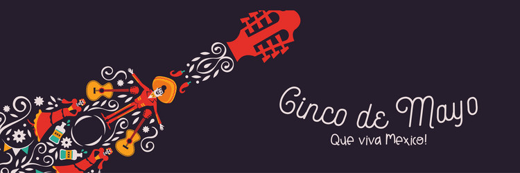 cinco de mayo guitar banner culture icons Vector Image