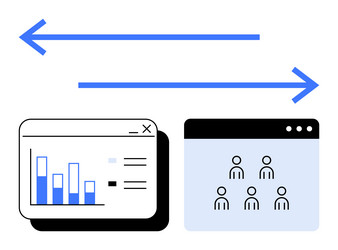 data transfer between analytics dashboard and team vector image