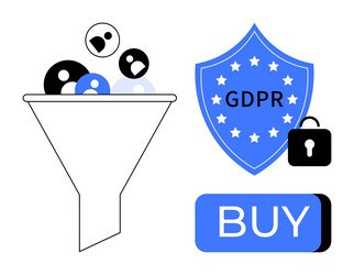 gdpr compliance in data processing and e-commerce vector image
