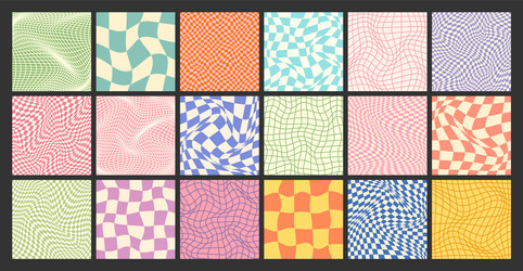 groovy checkered pattern colorful distorted tiled vector image