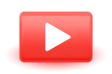 3d rectangle play button red with white triangle vector image