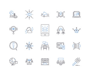 cohesion system line icons collection unity vector image