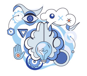 creative mind and abstract concepts visualizing vector image
