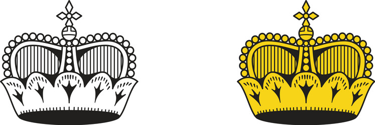 Crown royal golden queen and king icon vector