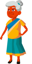 pretty indian old lady in clothes store cartoon vector