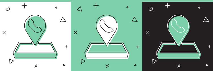 set map pointer with telephone or communication vector image