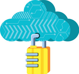 cloud computing with padlock secure vector