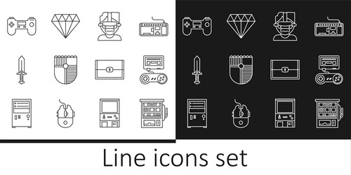 set line slot machine game console with joystick vector image