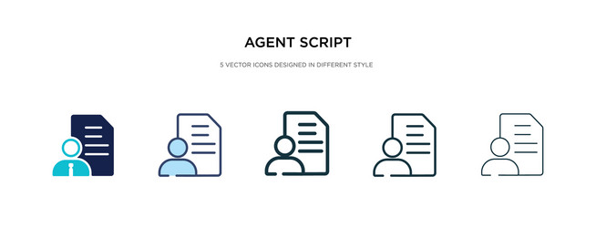 Agent script icon in different style two colored vector