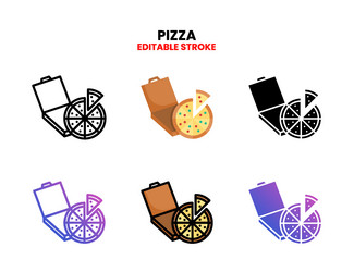 pizza icon set with different styles vector image