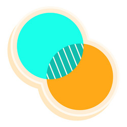 two colorful circles overlapping creating a venn vector image