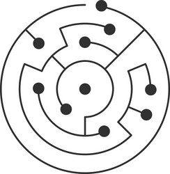 circuit board icon abstract circle shape it maze vector image