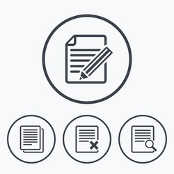 document icons search delete and edit file vector image