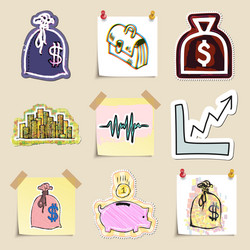 hand drawn finance emblems set isolated vector