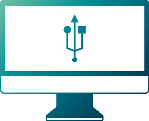 Monitor computer usb app button screen vector