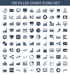 100 chart icons vector