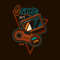 emblem with the image of a retro gamepad vector image
