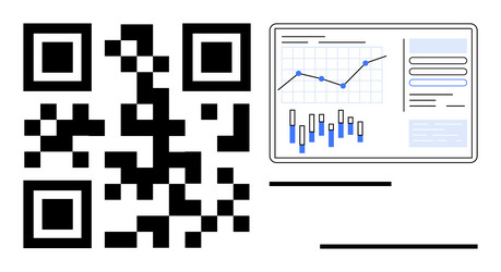 qr code with analytics dashboard showing graphs vector image
