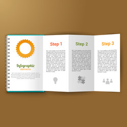 unfolded paper notepad with infographic steps vector image