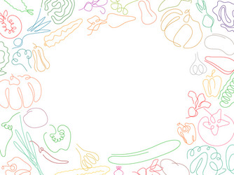 one line vegetables in shape frame empty vector