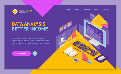 analysis data investment concept landing web page vector image