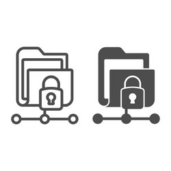 folder with connection and lock line solid vector image