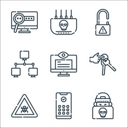 Hacker line icons linear set quality vector