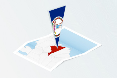 isometric paper map of virginia with triangular vector image