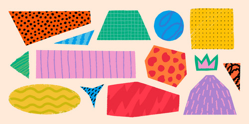 simple shapes with various patterns in rough vector image