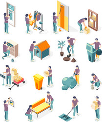 Spring renovation isometric color set vector