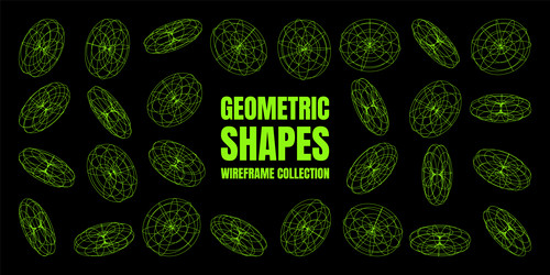 wireframe lined shapes perspective mesh 3d grid vector image