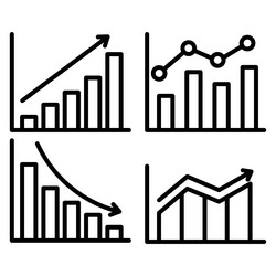 graph chart icon set data visualization vector image