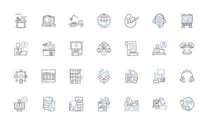 one-person operation line icons collection solo vector