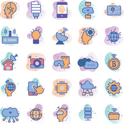 Technology and internet line fill block style icon vector